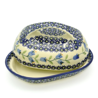 Polish Pottery Butterdish with large handle in Pattern Agnes