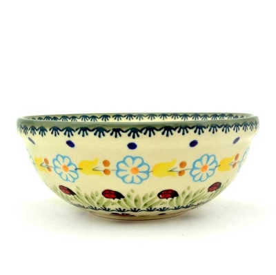 Polish Pottery Cereal Bowl - Pattern Marienkäfer