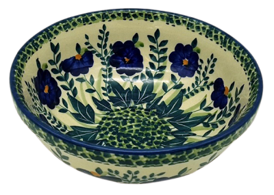 Polish Pottery Bowl 350 ml Blue Primrose view from above