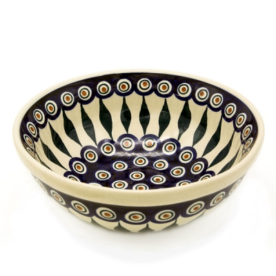 Polish Pottery Bowl 760 ml Eye of Peacock - view from above