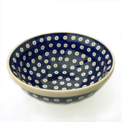 Polish Pottery Bowl 760 ml Blue Spot - view from above