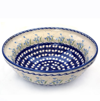 Polish Pottery Salad bowl 24 cms bellflower design - 2.Wahl