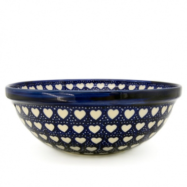 Polish Pottery Salad Bowl hearts design - 2.Qual.