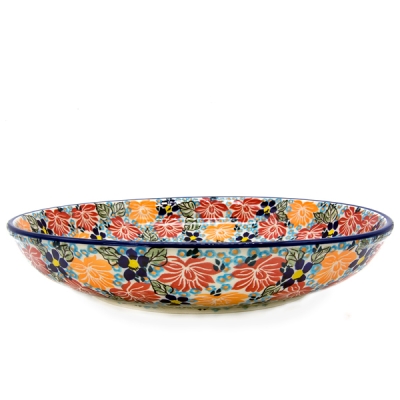 Polish Pottery serving dish or fruit 30 cms bowl Nina pattern, side view