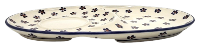 Bunzlauer ovaler Teller 30 cm mit Tassenspiegel, seitliche Ansicht