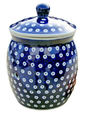 Polish Pottery onion jar Bluespot design