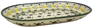 Polish Pottery Oval Serving Platter - Pattern Ladybird