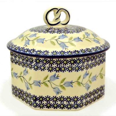 Polish Pottery biscuit jar, harebell pattern
