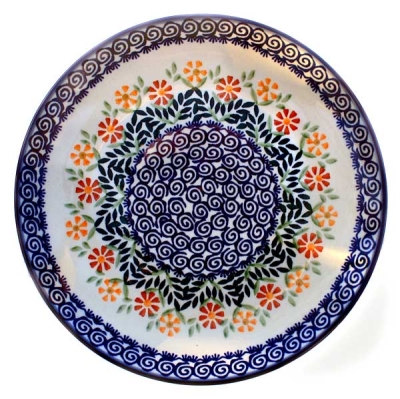 Polish Pottery Dinner Plate in Adelheid Pattern