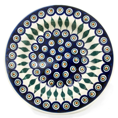 Polish Pottery soup plate peacock pattern