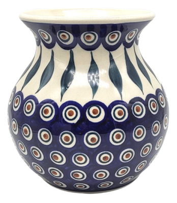 Bunzlauer Vase 1100 ml Dekor Pfauenauge, Seitenansicht