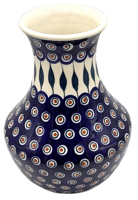 Bunzlauer Vase in Kegelform, 25 cm hoch, Dekor Pfauenauge