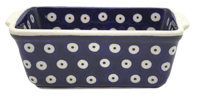 Bunzlauer Mini-Kastenform Dekor Blauauge, Seitenansicht
