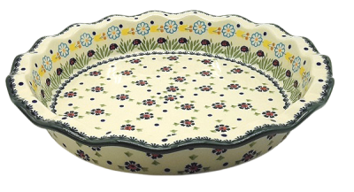Polish Pottery pie dish xxl size Ladybird design