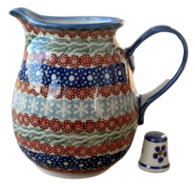 Polish Pottery jug one pint blue Siena design