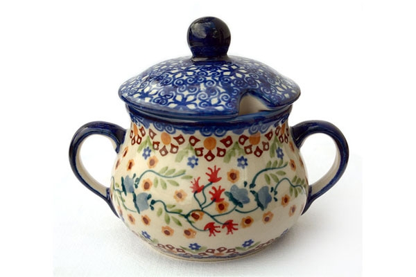 Polish Pottery sugar jar Florac design