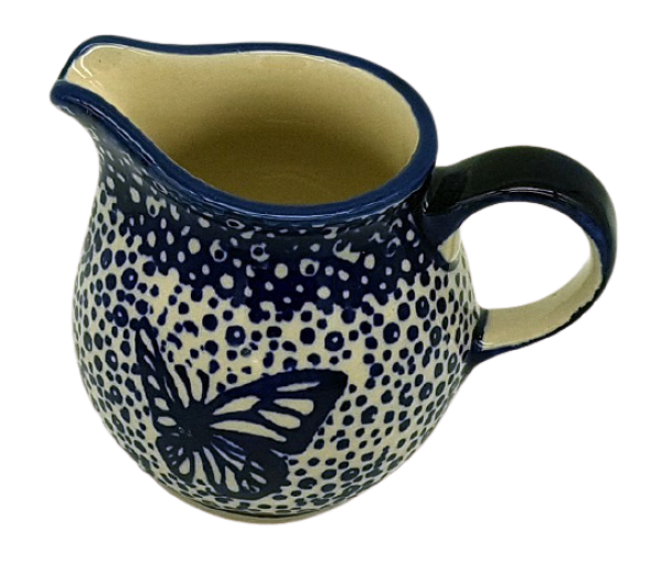 Polish Pottery Creamer - Pattern Blue Butterfly