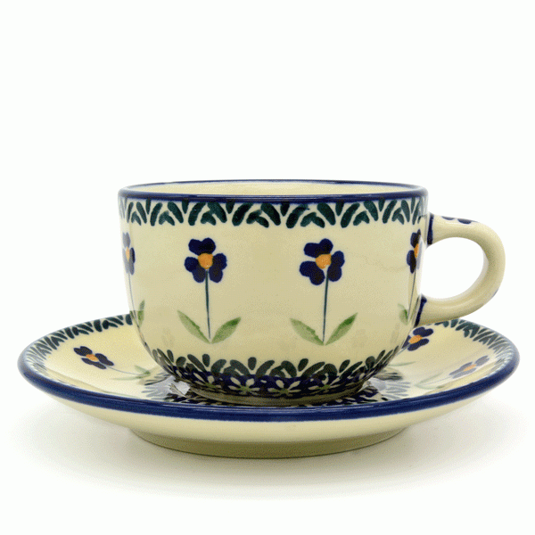 Polish Pottery cup and saucer angelika design - 2.Qual.
