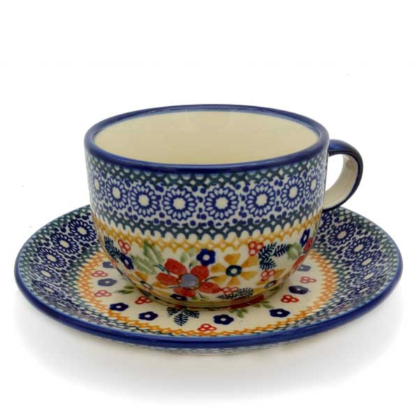 Polish Potter cup and saucer-Cornelia design