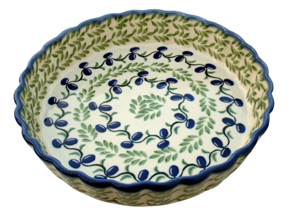 Polish Pottery Quiche Baker - Olives Pattern
