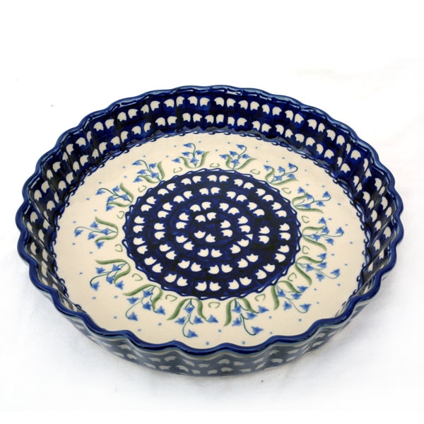 Polish Pottery Quiche Baker - Campanula Blue Pattern