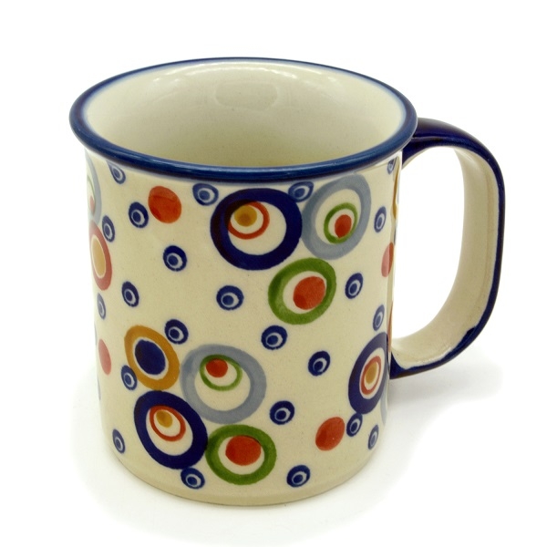 Polish Pottery, straight mug for 220 ml, large handle, Kadinski design