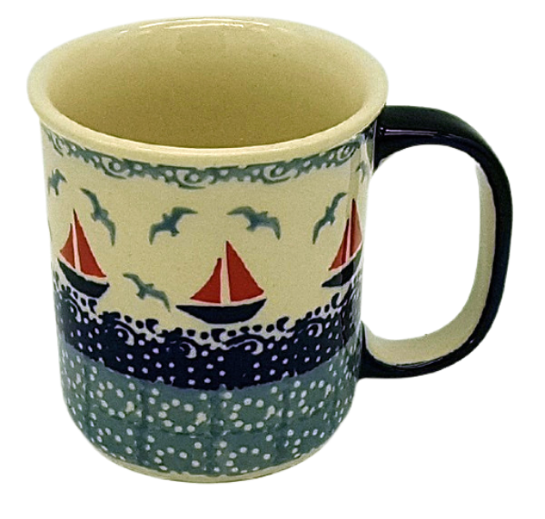 Polish Pottery Mug Straight - Pattern Sail