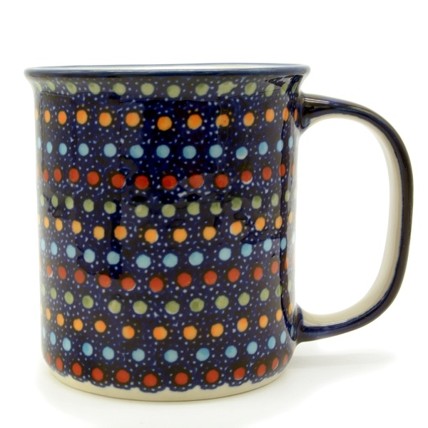 Polish Pottery, straight mug for 220 ml, large handle, Irena design