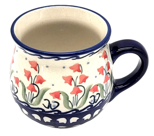 Polish Pottery Mug Round - Campanula Red Pattern