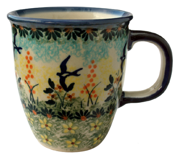 Polish Pottery mug "Mars" swallow design - 2.Qual.