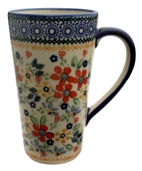 Polish Pottery tall mug John, Cornelia pattern