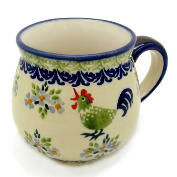 Polish Pottery Belly Mug, round, Pattern Bianca