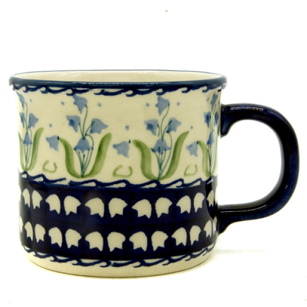 Polish Pottery Mug Straight - Pattern Campanula blue