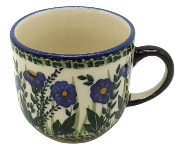 Bunzlauer Keramik Kaffee-/Teetasse Olaf Dekor Blaue Primel Oberansicht