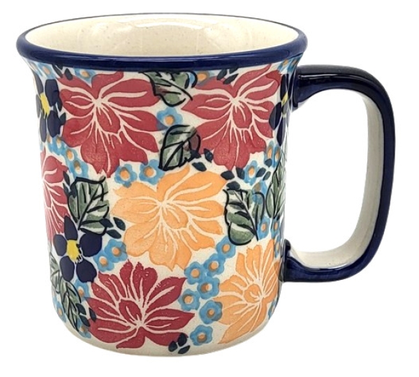Polish Pottery, straight mug for 220 ml, large handle, Nina design - 2.Qual.