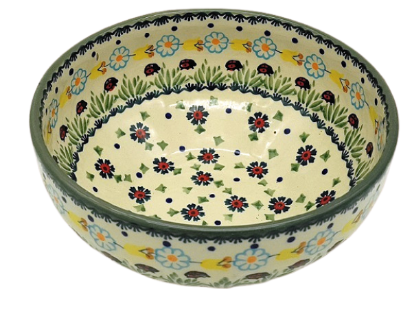 Polish Pottery Bowl - Pattern Ladybird