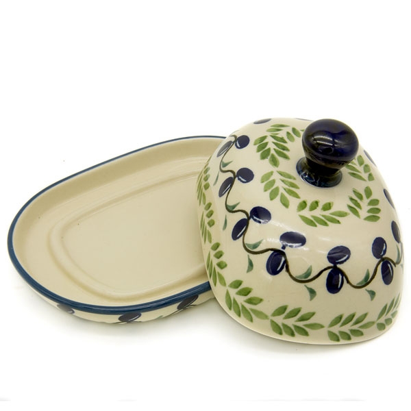 Polish Pottery Butterdish - Olives Pattern