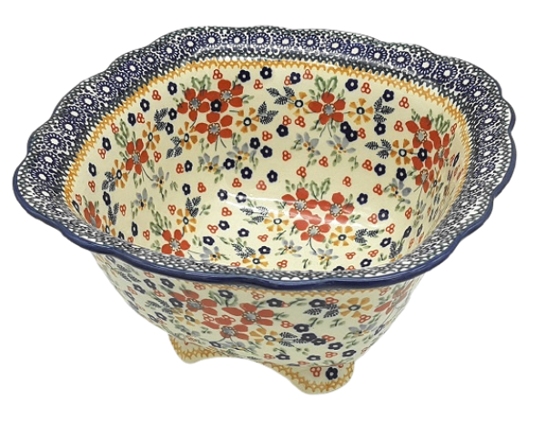 Polish Pottery footed bowl, Cornelia pattern