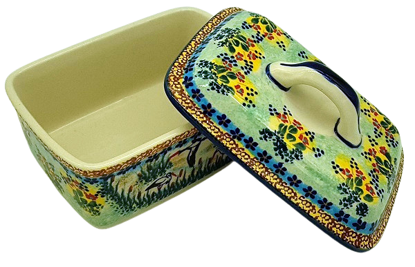 Polish Pottery butter box Storch design - 2.Qual.