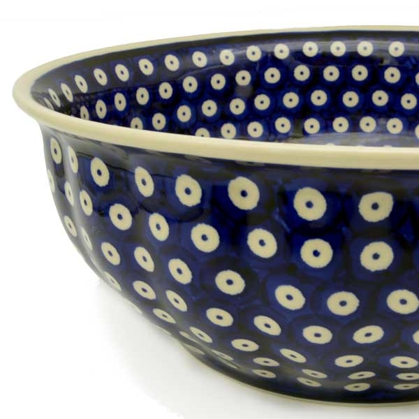 Polish Pottery Bowl 3000 ml Blau-Auge side view enlarged