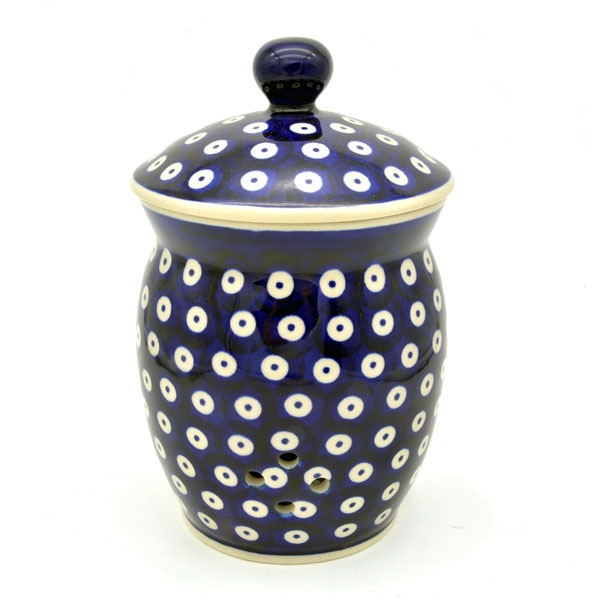 Polish Pottery garlic jar with lid