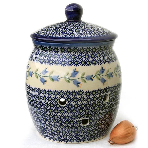 Polish Pottery onion jar harebell design