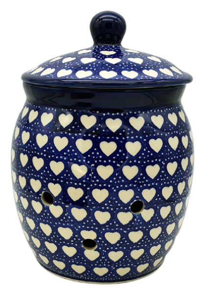 Polish Pottery onion jar Hearts design - 2.Qual.