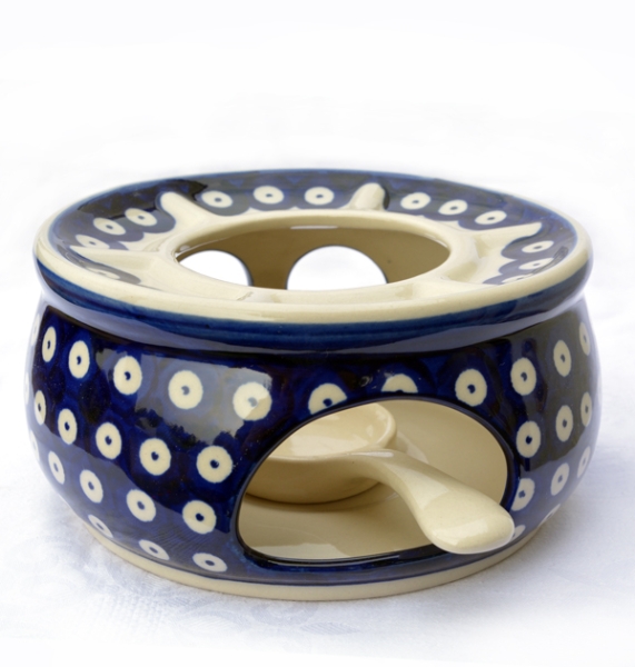 Polish Pottery teapot warmer - Blue Spot pattern