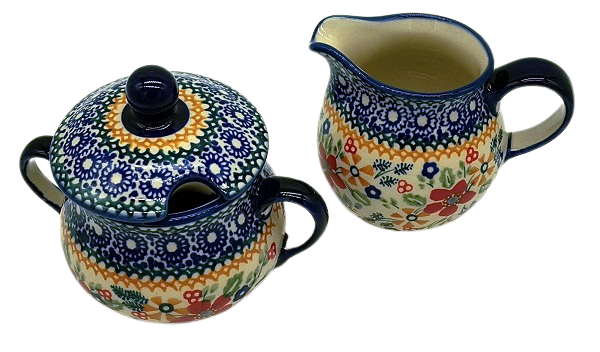 Polish Pottery Sugar/Creamer Set - 2 pieces - Pattern Cornelia