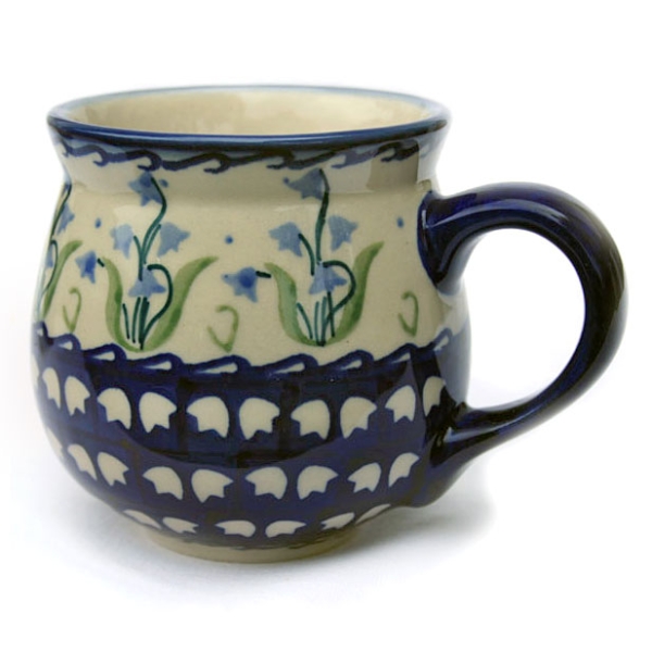 Polish Pottery Mug Round - Campanula Blue Pattern