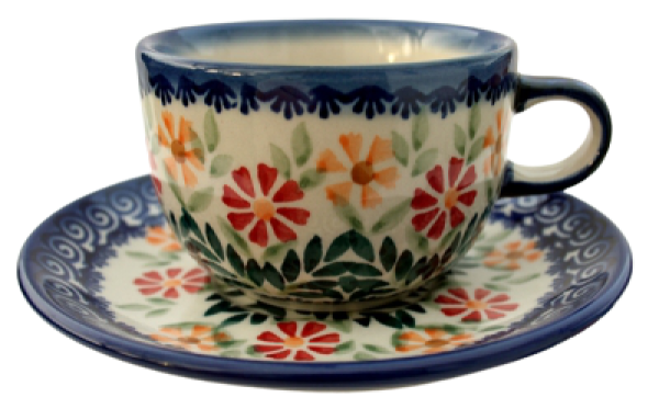 Polish Pottery Cup & Saucer