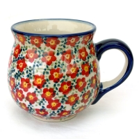 Polish-Pottery-belly-mug-medium-violet-red-design