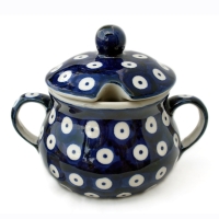 Polish Pottery sugar jar bluespot design