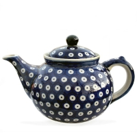 Polish Pottery Teapot - Blue Spot Pattern